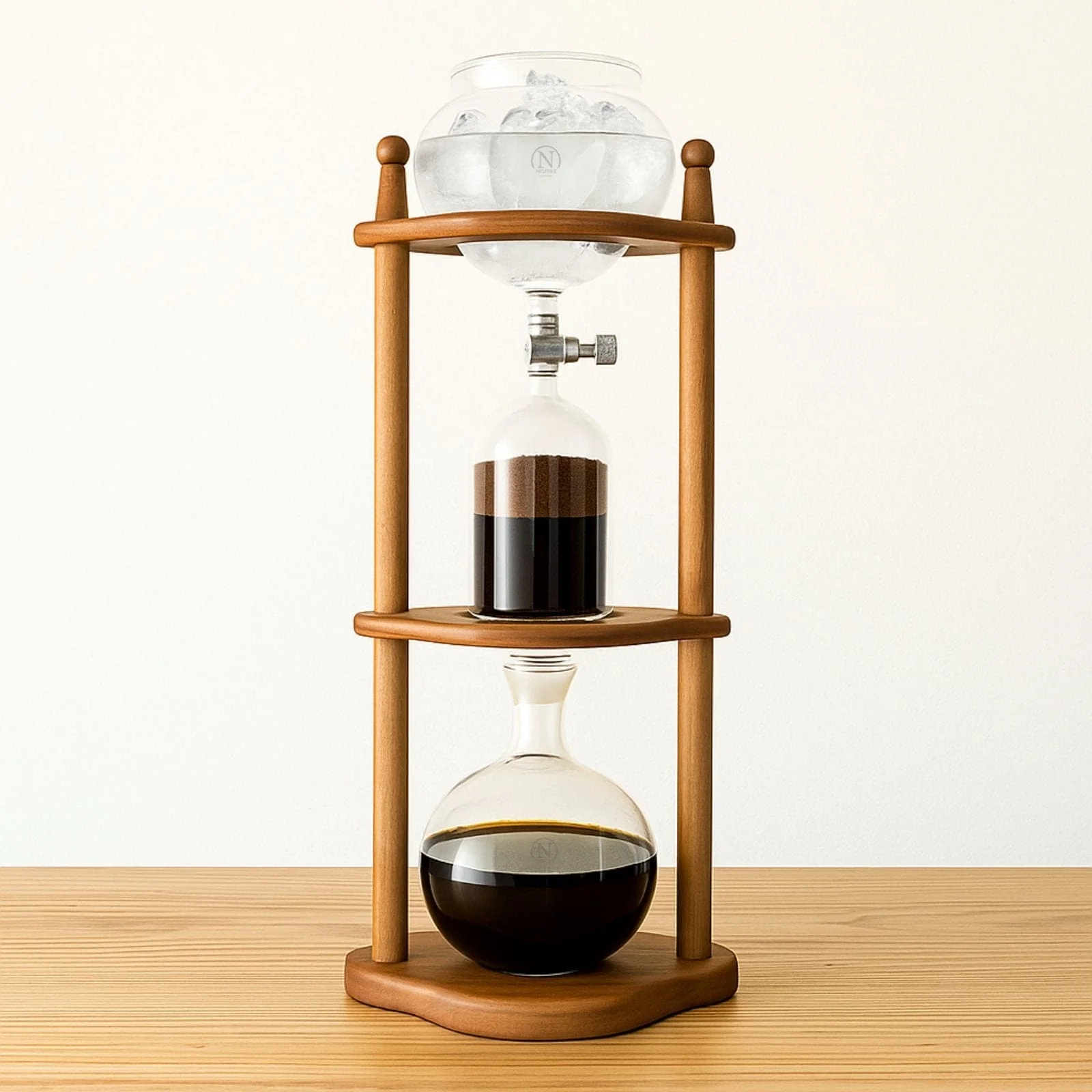 Nispira Cold Brew coffee Maker Ice Coffee Drip Machine with Advanced Slow Drip Technology Borosilicate Glass with Wood Tower, 6-8 Cup, Brown - Image 5
